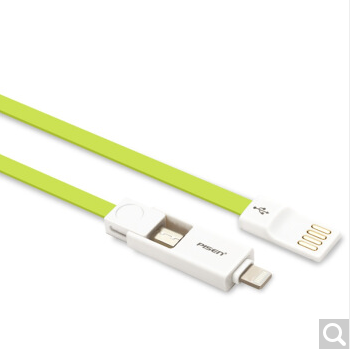 品胜 小面二合一数据线充电线 安卓苹果适用 0.8米 青草绿