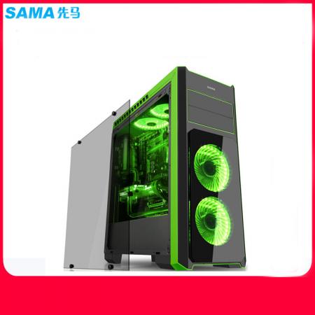 先马 塞恩5 游戏机箱 （U3/大侧透/SSD/轻松背线/长显卡） 绿色