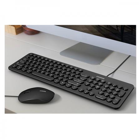 三巨 G11有线键盘鼠标套装USB 朋克圆形键帽  黑色