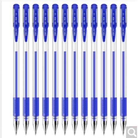 得力 6600ES 经典办公子弹头中性笔 水笔签字笔 蓝色 12支/盒