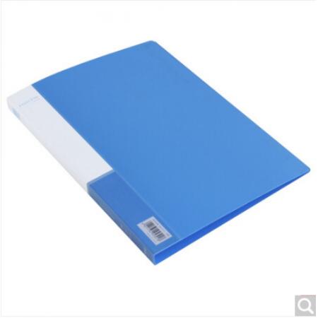得力 5301 实用文件夹 A4单强力夹+插袋 蓝色 单只装