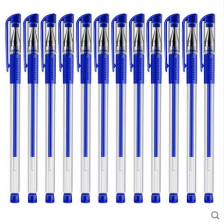 得力 6600 0.5mm经典办公中性笔签字笔 子弹头 蓝色 12支/盒