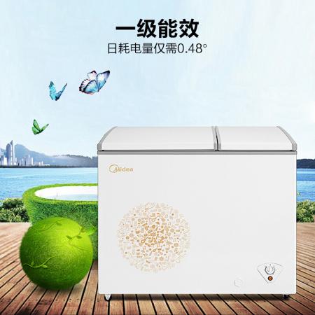 美的 BCD-200DKM(E) 200升 双温双箱冷柜 家用商用冰柜 一级能效 冷冻冷藏卧式冰箱（妙趣金）