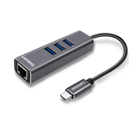联想 拓展坞A615 Type-C转接头 USB-C转换器分线器网线接口转接线USB HDMI USB3.0*3灰