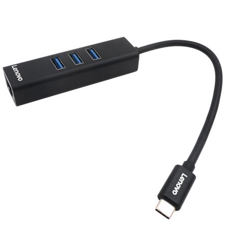联想 拓展坞C615 Type-C转接头 USB-C转换器分线器网线接口转接线USB HDMI USB3.0*3黑