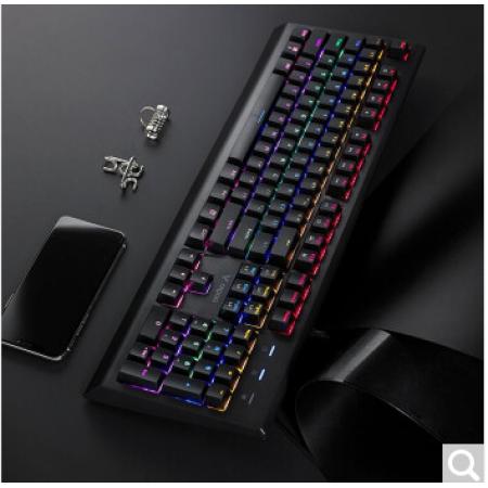 雷柏 V520S 新版游戏键盘USB有线吃鸡机械键盘104键混彩背光 青轴