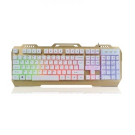 雷步 CS-270铝合金钢板双色注塑字键发光游戏有线键盘 USB 白金色