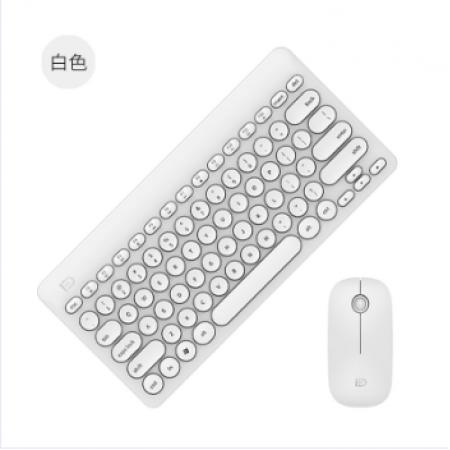 富德 IK6620 朋克风格按键无线键盘鼠标套装 白色