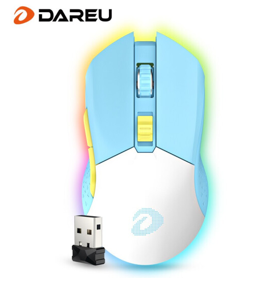 达尔优（DAREU)  EM901冰晶蓝 牧马人萌新版 可充电无线有线双模电竞游戏鼠标【有线+2.4G】【有线无线双模】