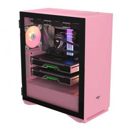 爱国者（aigo） YOGO M2 PRO全侧透游戏水冷台式电脑机箱 粉色