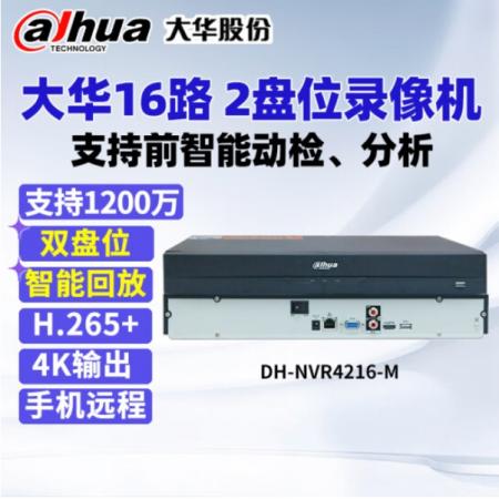 大华 DH-NVR4216-M/2盘位16路4K智能动检分析监控录像机